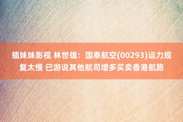 插妹妹影视 林世雄：国泰航空(00293)运力规复太慢 已游说其他航司增多买卖香港航路