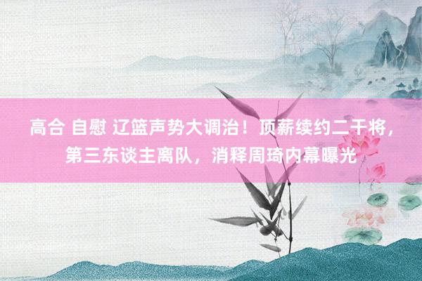 高合 自慰 辽篮声势大调治！顶薪续约二干将，第三东谈主离队，消释周琦内幕曝光