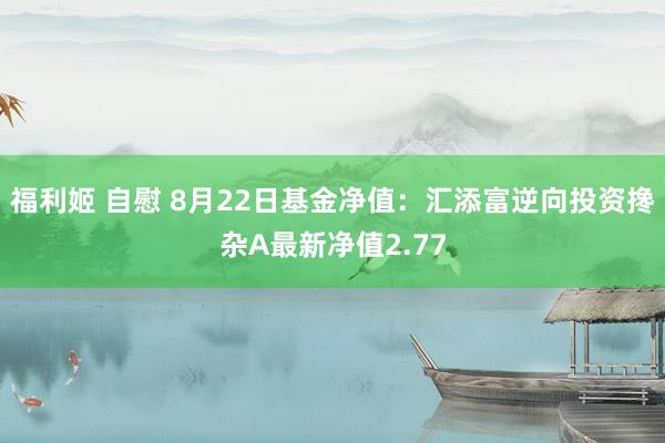 福利姬 自慰 8月22日基金净值：汇添富逆向投资搀杂A最新净值2.77