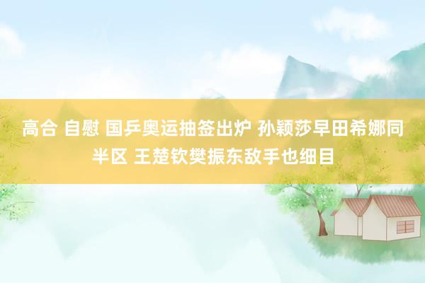 高合 自慰 国乒奥运抽签出炉 孙颖莎早田希娜同半区 王楚钦樊振东敌手也细目