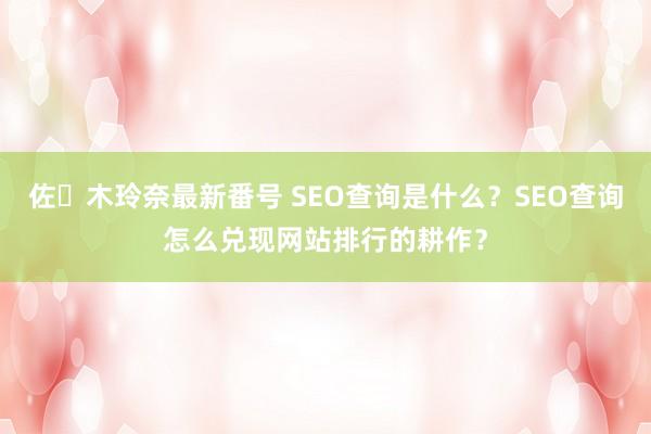 佐々木玲奈最新番号 SEO查询是什么？SEO查询怎么兑现网站排行的耕作？