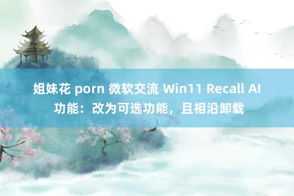 姐妹花 porn 微软交流 Win11 Recall AI 功能：改为可选功能，且相沿卸载