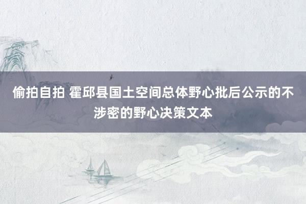 偷拍自拍 霍邱县国土空间总体野心批后公示的不涉密的野心决策文本